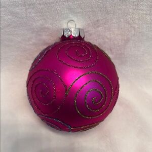 Pink Swirl Glass Holiday Ornament